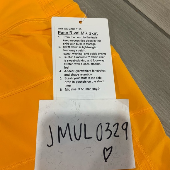 Lululemon Pace Rival Skirt Regular * Clementine - Picture 8 of 10